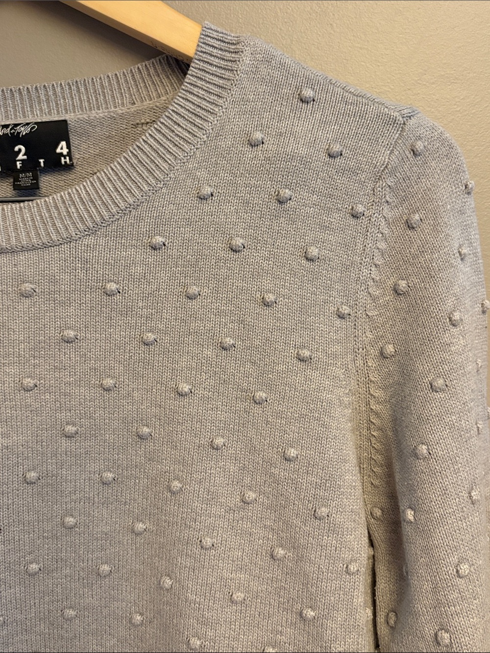 Lord & Taylor Light Gray Pom-Pom Crewneck Sweater - Picture 6 of 12